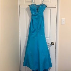 Blue mermaid prom dress